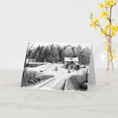 Boerderij Huis Potlood Tekening Wenskaart Blank Kaart (Gele Bloem)