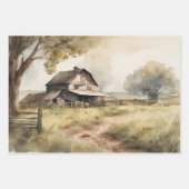 Boerderij huis waterverf inpakpapier vel (Voorkant 3)