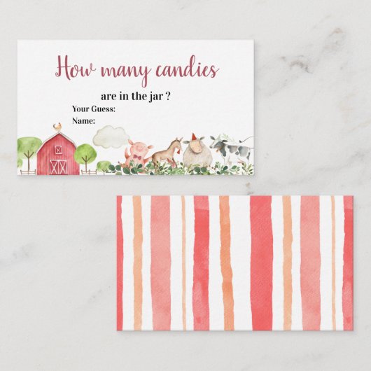 Boerderij huisdieren in de werf hoeveel Snoepjes Informatiekaartje (Voorkant / Achterkant)