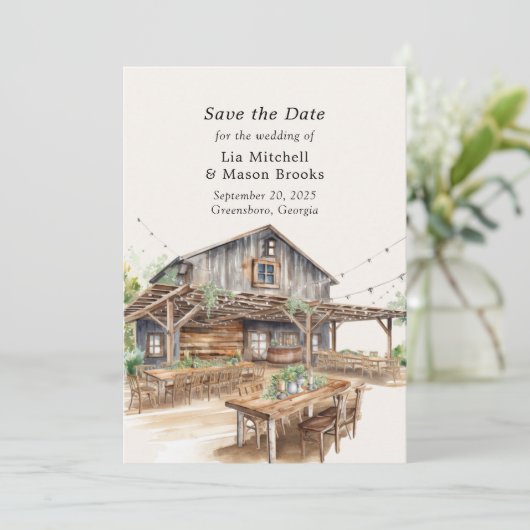 Boerderij Huwelijk Save The Date Kaart (Staand voorkant)