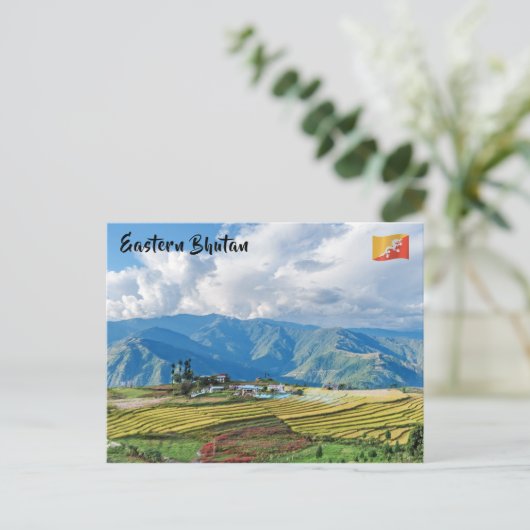 Boerderij in Bhutan oostelijke bergen - Himalaya Briefkaart (Staand voorkant)