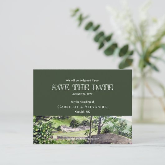 Boerderij in de buurt van Thirlmere Wedding Save T Aankondigingskaart (Staand voorkant)