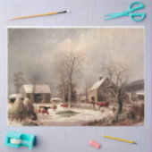 Boerderij in de ontkoppeling van winterschilderij Tissuepapier (Craft)