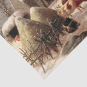 Boerderij in de ontkoppeling van winterschilderij Tissuepapier (Detail)