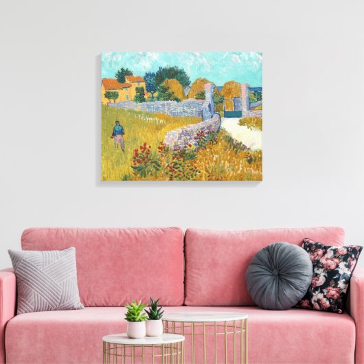 Boerderij in de Provence | Vincent van Gogh Canvas Afdruk (Insitu (Woonkamer))