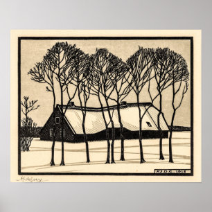 Boerderij in de sneeuw - Julie de Graag Poster
