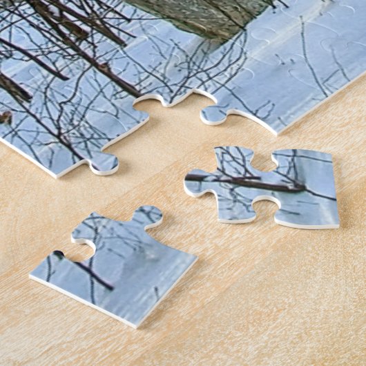 Boerderij in de sneeuw legpuzzel (Zijkant)