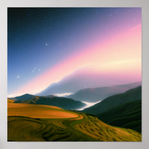 Boerderij in het Poster van de bergen