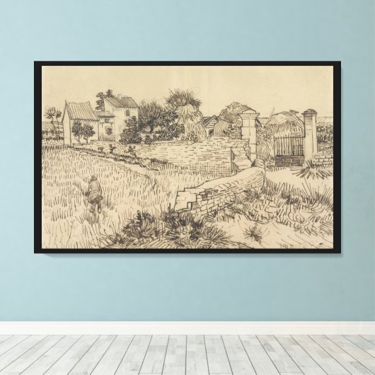 Boerderij in Provence van Gogh Imitatiestijl Teken Canvas Afdruk (Insitu (Houten vloer))