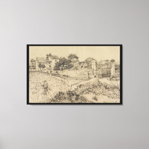 Boerderij in Provence van Gogh Imitatiestijl Teken Canvas Afdruk