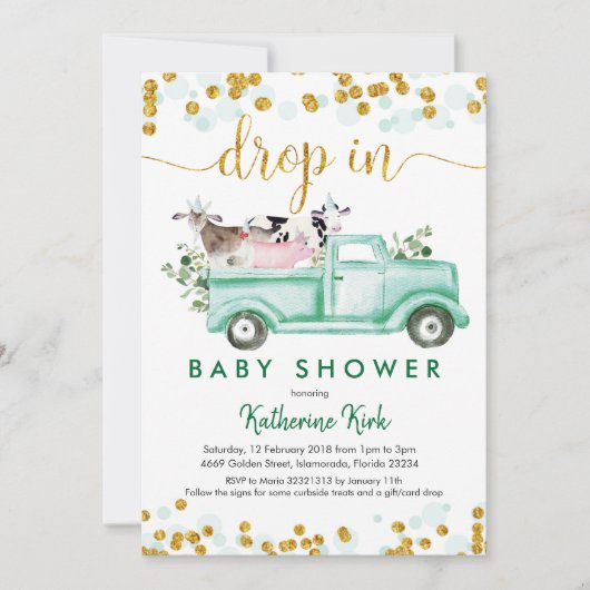 Boerderij in sociaal vervormend Baby shower Kaart (Voorkant)