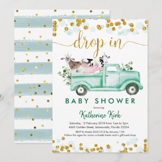 Boerderij in sociaal vervormend Baby shower Kaart (Voorkant / Achterkant)