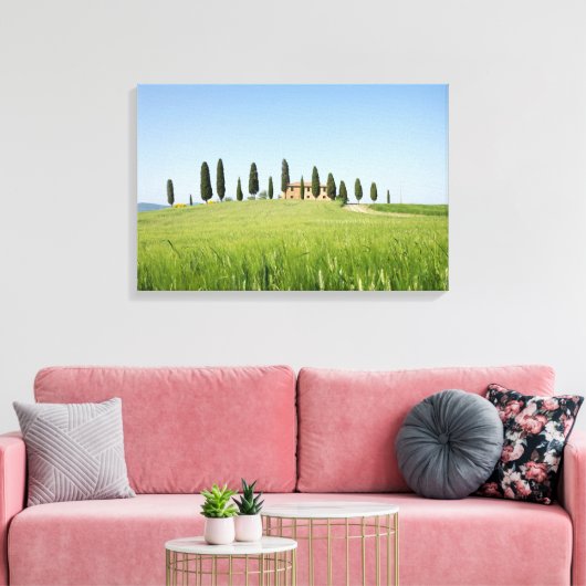 Boerderij in Toscane met cipressen canvas print (Insitu (Woonkamer))
