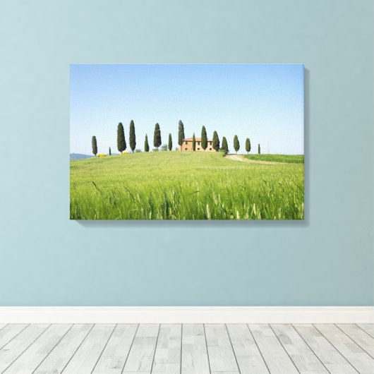 Boerderij in Toscane met cipressen canvas print (Insitu (Houten vloer))