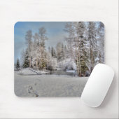 Boerderij in wintersneeuw muismat (Met muis)