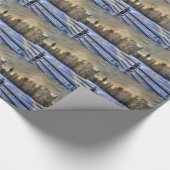 Boerderij in wintersneeuw op zonsopgang cadeaupapier (Hoek)