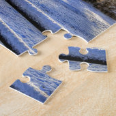 Boerderij in wintersneeuw op zonsopgang legpuzzel (Zijkant)