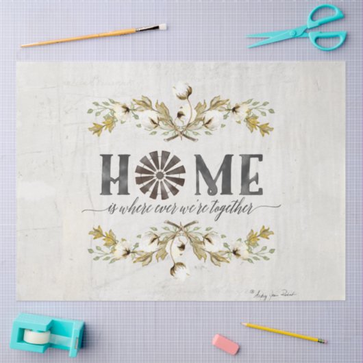 Boerderij Katoen Herfst Foliage Grijs Mosterd Home Tissuepapier (Craft)