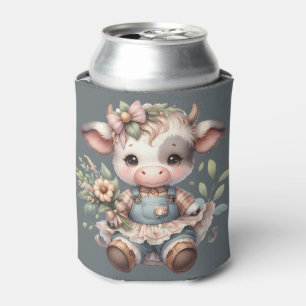 Boerderij Kern Kawaii Kalf in Vintage Bloemenjurk Blikjeskoeler