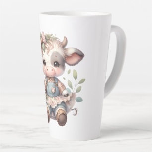 Boerderij Kern Kawaii Kalf in Vintage Bloemenjurk Latte Mok
