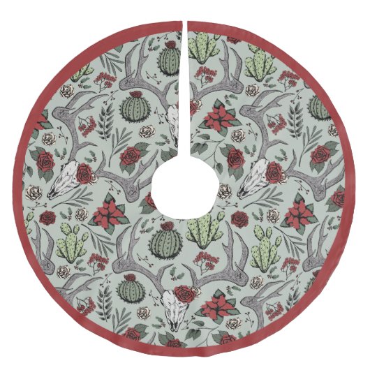 Boerderij Kerst Bloemen Herten Schedel Antlers Kerstboom Rok (Voorkant)