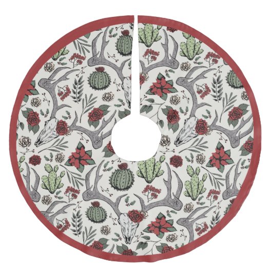 Boerderij Kerst Bloemen Herten Schedel Antlers Kerstboom Rok (Voorkant)