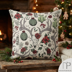 Boerderij Kerst Bloemstuk Herten Schedel Gewei Kussen