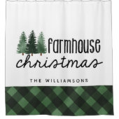 Boerderij Kerst Country Plaid Familienaam Douchegordijn (Voorkant)