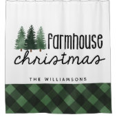 Boerderij Kerst Country Plaid Familienaam Douchegordijn (Voorkant)