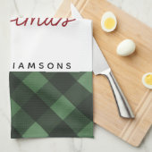 Boerderij Kerst Country Plaid Familienaam Theedoek (Quarter Fold)