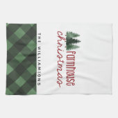 Boerderij Kerst Country Plaid Familienaam Theedoek (Horizontaal)