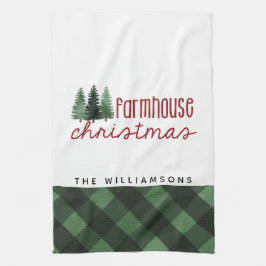 Boerderij Kerst Country Plaid Familienaam Theedoek