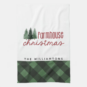 Boerderij Kerst Country Plaid Familienaam Theedoek