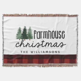 Boerderij Kerst Country Red Plaid Familienaam Deken