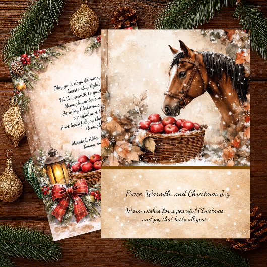 Boerderij Kerst Paard Winter Scène Kaart |