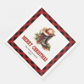 Boerderij Kerst servetten buffel plaid stijl (Hoek)