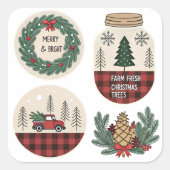 Boerderij Kerst sticker Set - Rustieke vakantie (Voorkant)