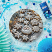 Boerderij Kerst Suikerkoekjes op Hout Papieren Bordje (Feest)