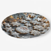 Boerderij Kerst Suikerkoekjes op Hout Papieren Bordje (Gekanteld)