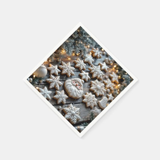 Boerderij Kerst Suikerkoekjes op Hout Servet (Hoek)