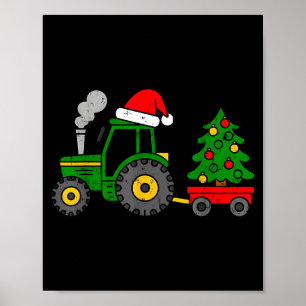 Boerderij Kerst Tractor Boom Kerstmis Vrachtwagen  Poster