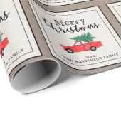 Boerderij Kerst | Verse gesneden boom op auto Cadeaupapier (Rol Hoek)