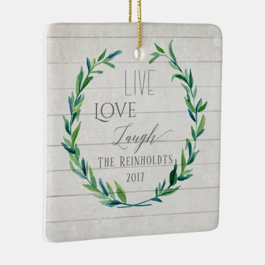 Boerderij Kerst Waterverf Krans w Foto Keramisch Ornament (Rechts)