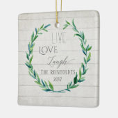Boerderij Kerst Waterverf Krans w Foto Keramisch Ornament (Links)