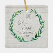 Boerderij Kerst Waterverf Krans w Foto Keramisch Ornament (Voorkant)