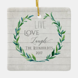 Boerderij Kerst Waterverf Krans w Foto Keramisch Ornament