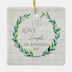 Boerderij Kerst Waterverf Krans w Foto Keramisch Ornament