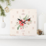 Boerderij Kerst Winter Poinsettia Rustiek Vierkante Klok<br><div class="desc">Verhoog uw vakantiehuis met onze Distress Winter Square Wall Clock. Dit prachtige uurwerk combineert rustieke boerderijcharme met tijdloze elegantie, met een , verontruste verflook die karakter en warmte toevoegt aan elke ruimte. Versierd met delicate waterverf poinsettias, dennen en wintergroen, vangt deze vierkante klok de essentie van het seizoen. De Romeinse...</div>