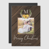 Boerderij Kerst Zonnebloem Monogram Foto (Voorkant / Achterkant)