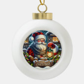 Boerderij Kerstavond" - Kerstman Keramische Bal Ornament (Voorkant)
